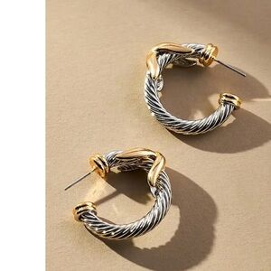 ANTHROPOLOGIE  Mixed Metal Hoop Earrings